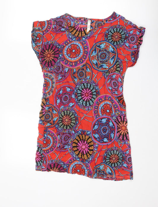 Stella Morgan Womens Multicoloured Geometric Viscose Basic Blouse Size 10 Round Neck