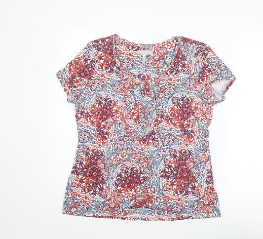 Anthology Womens Multicoloured Geometric Viscose Basic T-Shirt Size 16 Round Neck