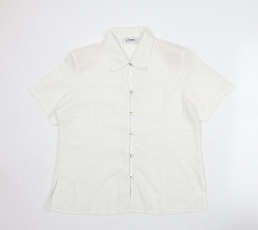 Clothes Contact Womens White Polyester Basic Button-Up Size 16 Collared