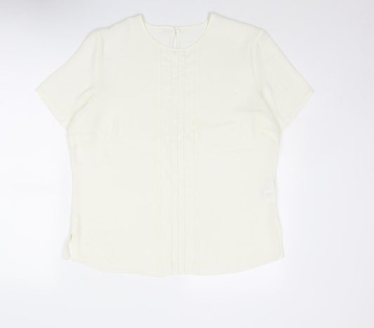 St Michael Womens Ivory Polyester Basic Blouse Size 16 Round Neck