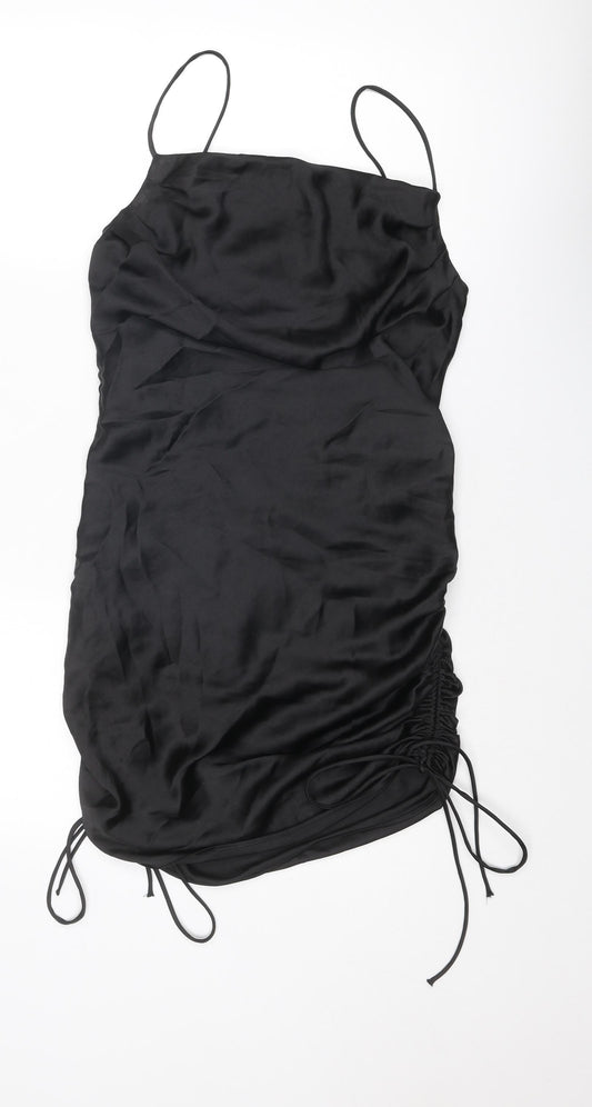 Zara Womens Black Polyester Mini Size S Square Neck Pullover
