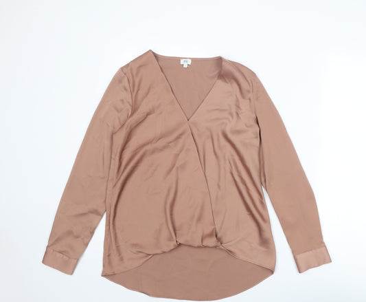 River Island Womens Brown Polyester Basic Blouse Size 8 V-Neck