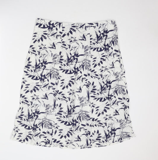 Julipa Womens Multicoloured Geometric Linen A-Line Skirt Size 36 in - Leaf pattern