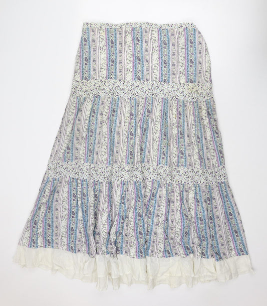 Evans Womens Multicoloured Geometric Cotton Peasant Skirt Size 16 Zip