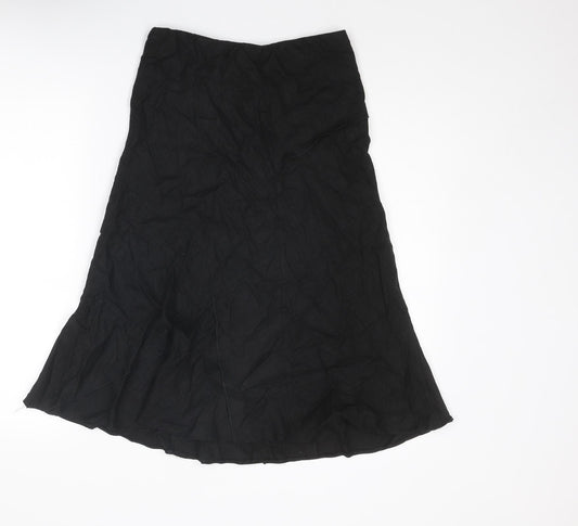 Marks and Spencer Womens Black Linen Swing Skirt Size 8