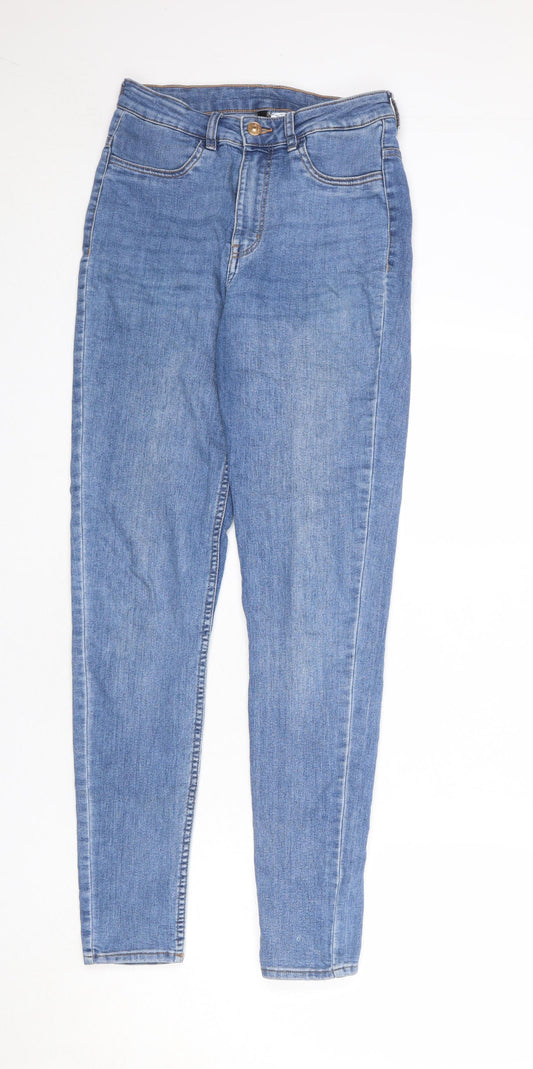 Divided by H&M Womens Blue Cotton Skinny Jeans Size 10 L30 in Regular Zip