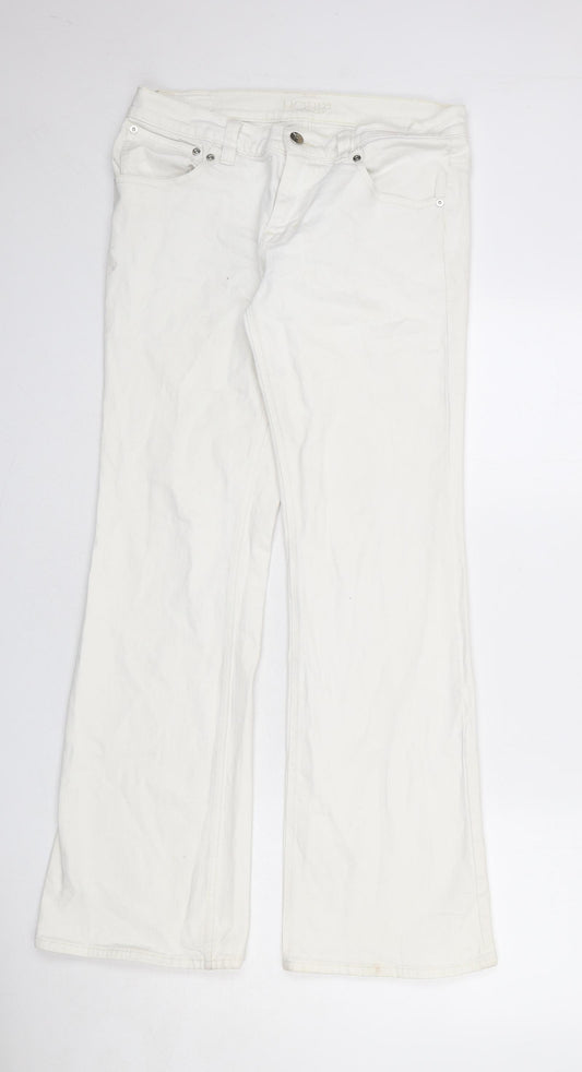 Hobbs Womens Ivory Cotton Bootcut Jeans Size 10 L30 in Regular Zip