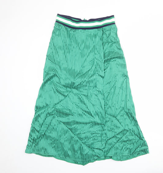 Accessorize Womens Green Striped Viscose A-Line Skirt Size M Zip