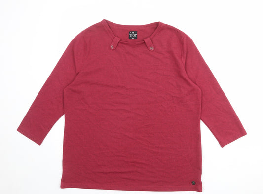 TIGI Womens Red Polyester Basic Blouse Size 18 Boat Neck - Size 18-20