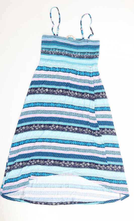 MANTARAY PRODUCTS Womens Multicoloured Striped Viscose Slip Dress Size 14 Square Neck Pullover