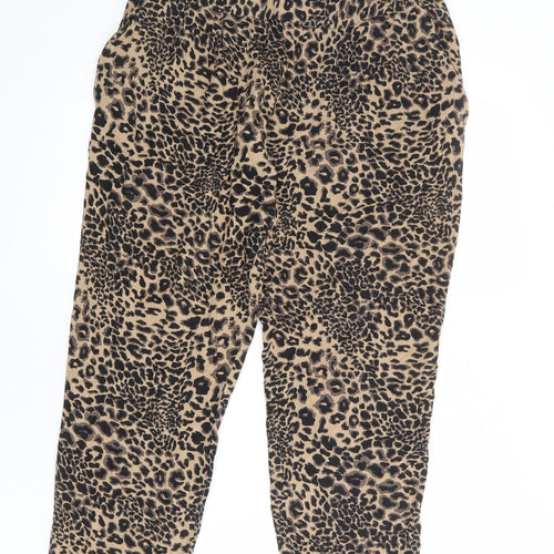 Dorothy Perkins Womens Brown Animal Print Viscose Cropped Trousers Size 12 L24 in Regular