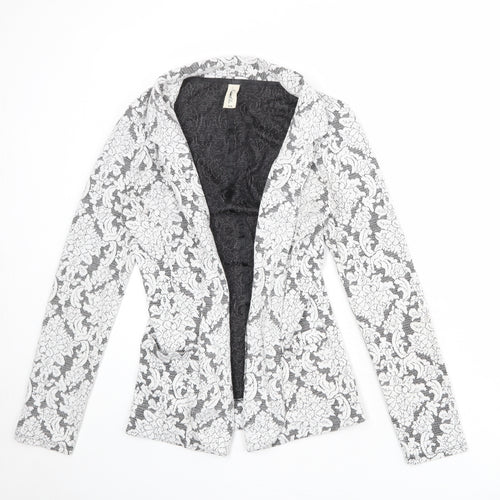 NEXT Womens White Geometric Viscose Jacket Blazer Size 12