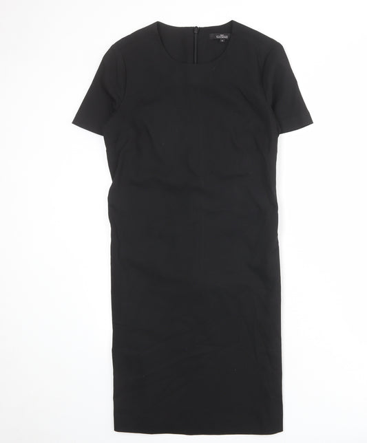 NEXT Womens Black Polyester Shift Size 10 Round Neck Zip