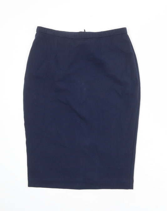 Marks and Spencer Womens Blue Polyester Straight & Pencil Skirt Size 10 Zip