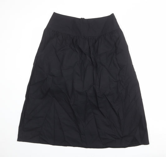 NEXT Womens Black Cotton A-Line Skirt Size 12 Zip