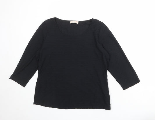 Per Una Womens Black Polyester Basic Blouse Size 14 Round Neck