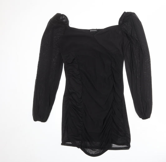 PRETTYLITTLETHING Womens Black Polyester Mini Size 14 Sweetheart Pullover