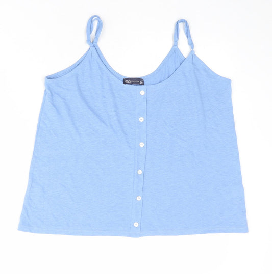 Marks and Spencer Womens Blue Polyester Basic Tank Size 16 Round Neck