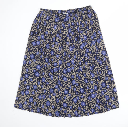 Eastex Womens Blue Floral Polyester Pleated Skirt Size 16