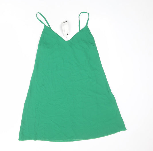 Boohoo Womens Green Polyester Slip Dress Size 8 V-Neck Pullover