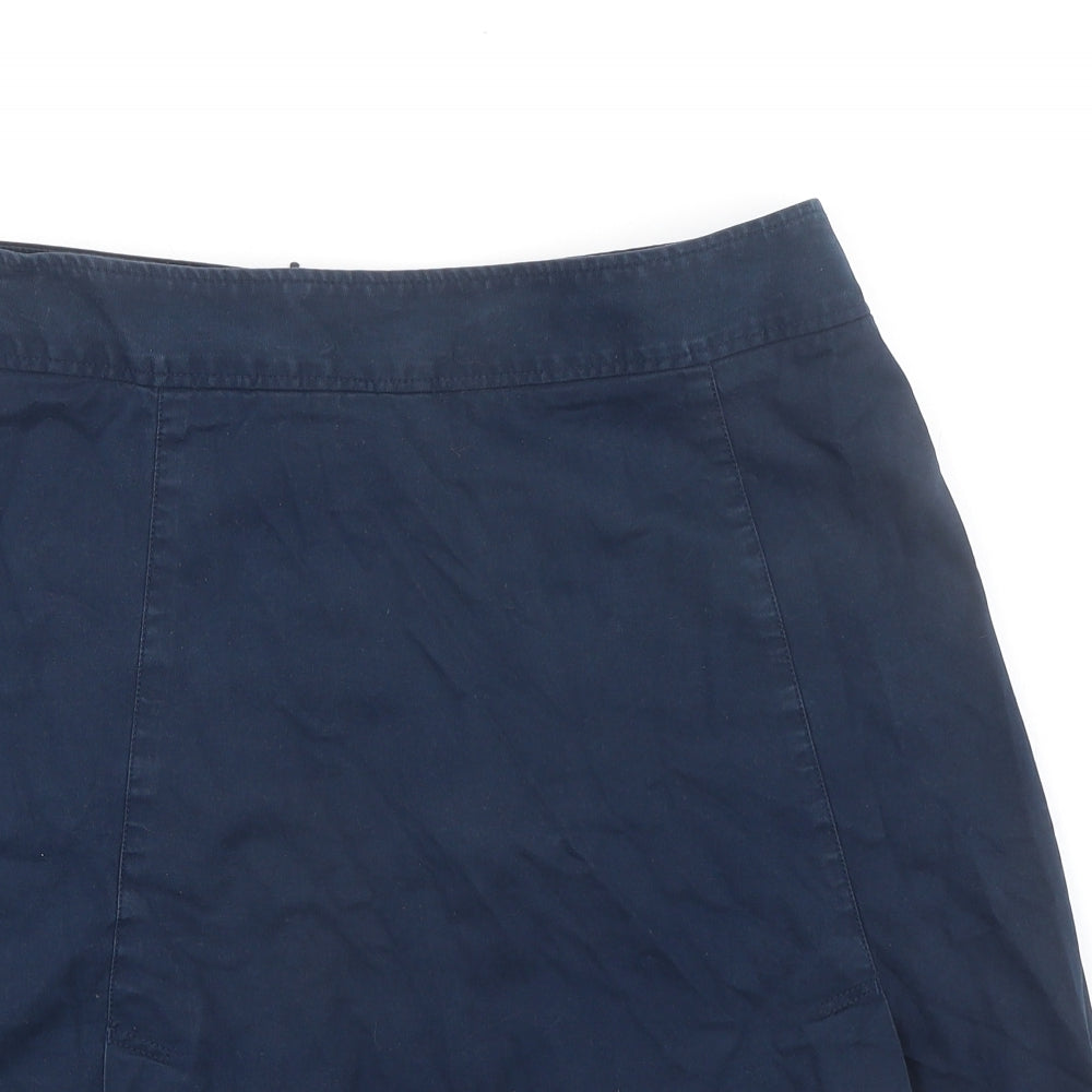 Crew Clothing Womens Blue Cotton A-Line Skirt Size 14 Zip