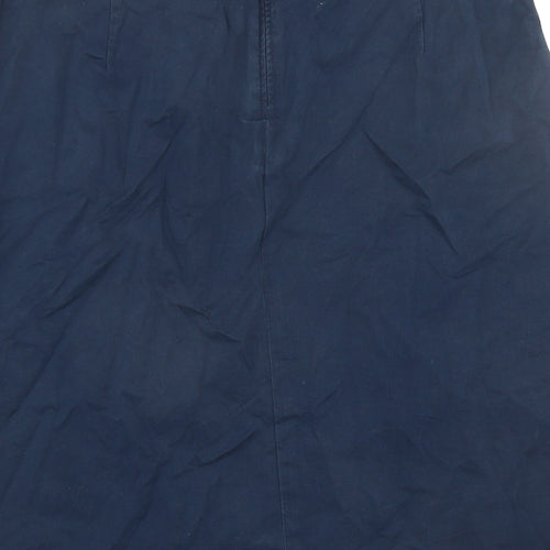 Crew Clothing Womens Blue Cotton A-Line Skirt Size 14 Zip