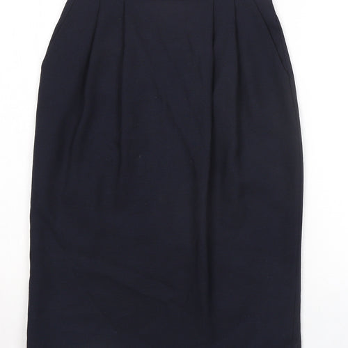 Viyella Womens Blue Wool Straight & Pencil Skirt Size 10 Zip