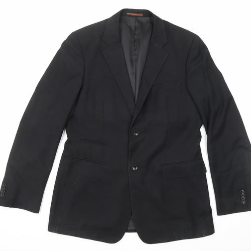 Topman Mens Black Polyester Jacket Suit Jacket Size 40 Regular