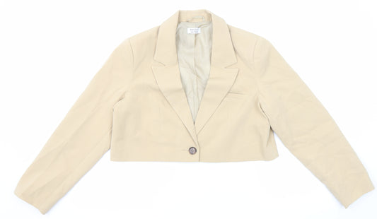 Miss Selfridge Womens Beige Jacket Size 10 Button