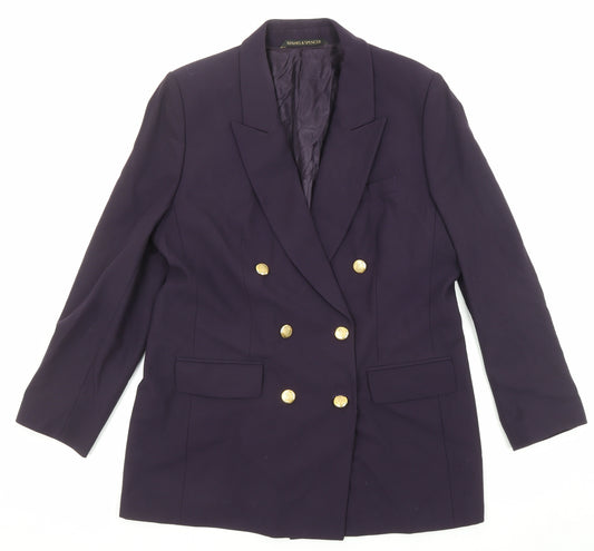 Marks and Spencer Womens Purple Wool Jacket Suit Jacket Size 18