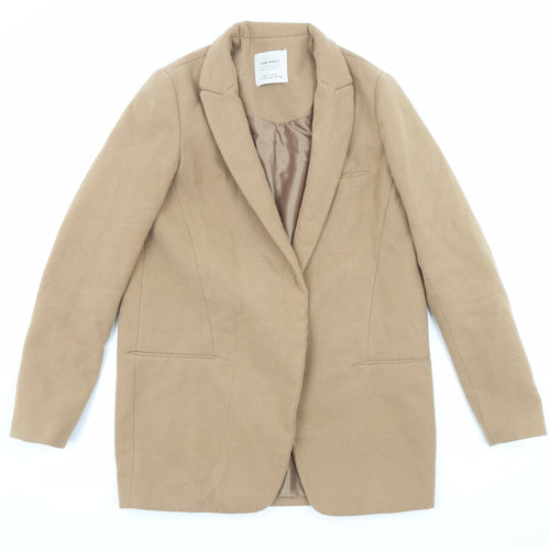 Zara Womens Beige Overcoat Coat Size XS Snap