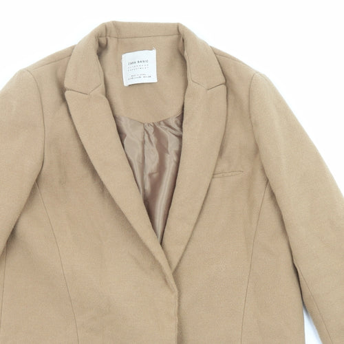 Zara Womens Beige Overcoat Coat Size XS Snap