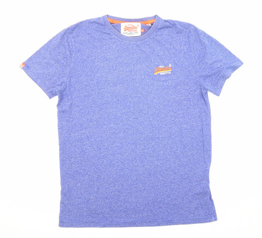 Superdry Womens Blue Cotton Basic T-Shirt Size XL Crew Neck