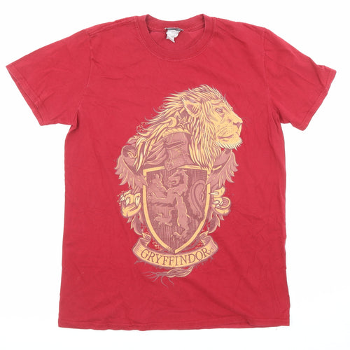 Harry Potter Mens Red Cotton T-Shirt Size M Round Neck - Gryffindor Hogwarts