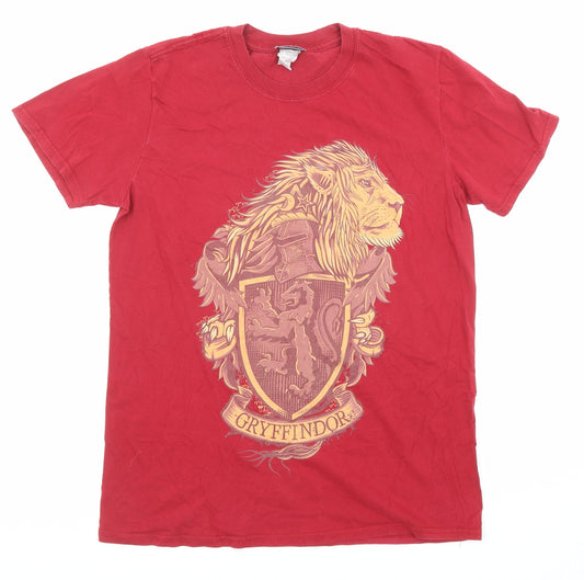 Harry Potter Mens Red Cotton T-Shirt Size M Round Neck - Gryffindor Hogwarts