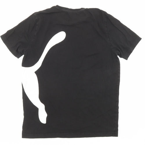 PUMA Mens Black Cotton T-Shirt Size M Round Neck