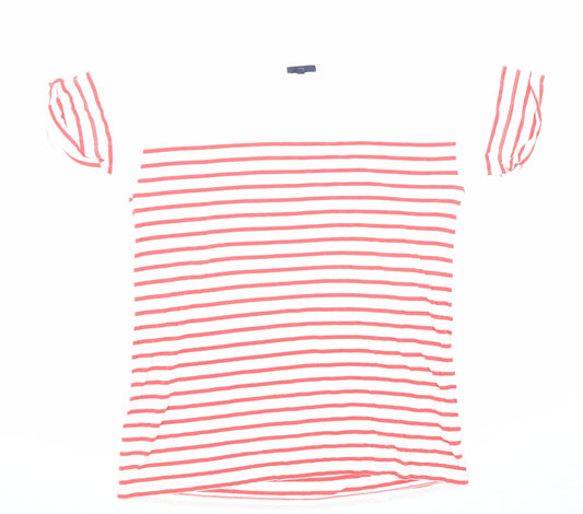 Gap Womens Red Striped Cotton Basic T-Shirt Size XL Round Neck