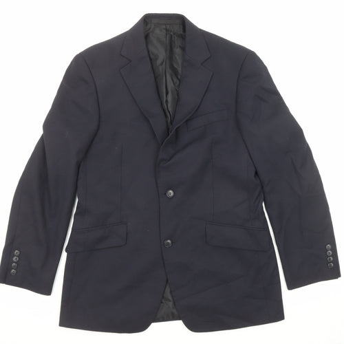 Terry de Havilland Mens Blue Polyester Jacket Suit Jacket Size 38 Regular