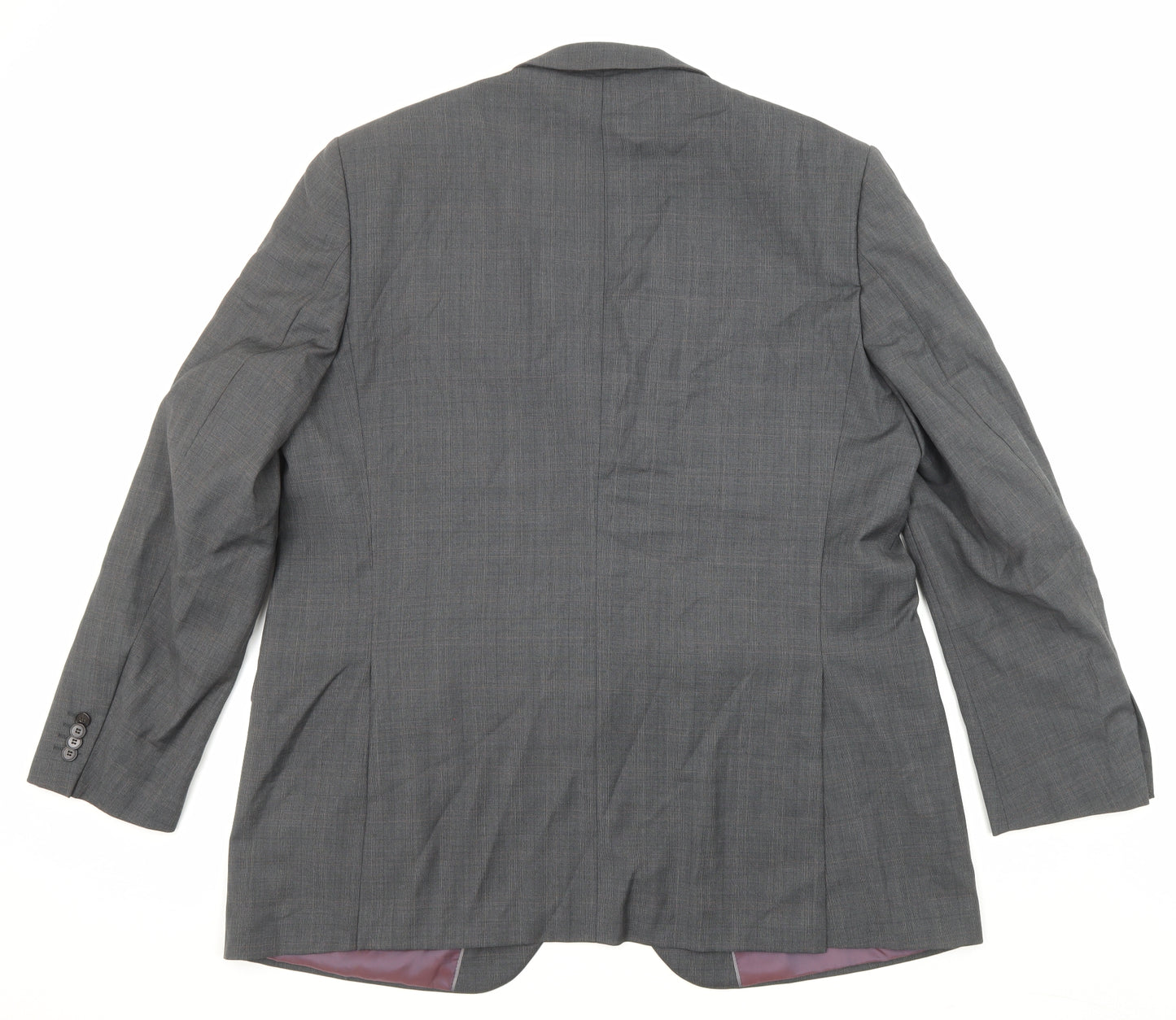 Marks and Spencer Mens Grey Plaid Wool Jacket Suit Jacket Size 48 Regular