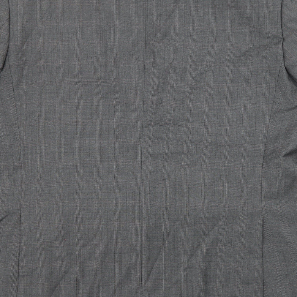 Marks and Spencer Mens Grey Plaid Wool Jacket Suit Jacket Size 48 Regular