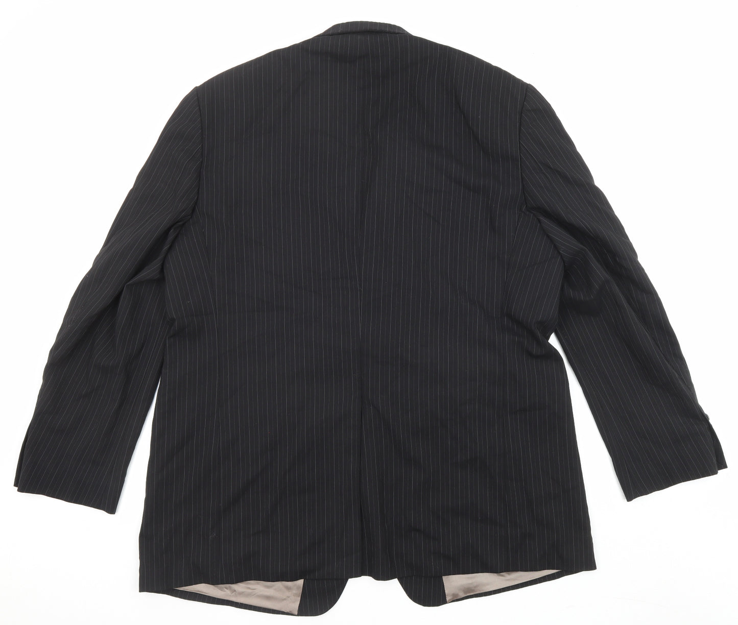 Marks and Spencer Mens Black Striped Wool Jacket Suit Jacket Size 48 Regular