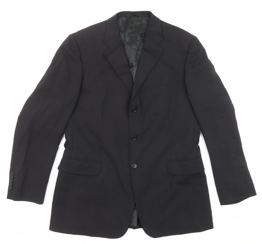 Limeys Mens Black Wool Jacket Suit Jacket Size 42 Regular - Five-Button Sleeve