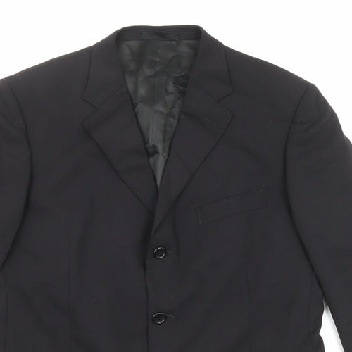 Limeys Mens Black Wool Jacket Suit Jacket Size 42 Regular - Five-Button Sleeve