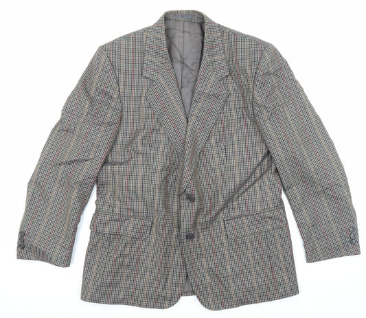 Diplomat Mens Multicoloured Geometric Wool Jacket Blazer Size 40 Regular