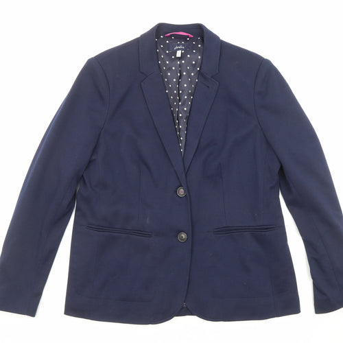 Joules Womens Blue Polyester Jacket Suit Jacket Size 16 Button