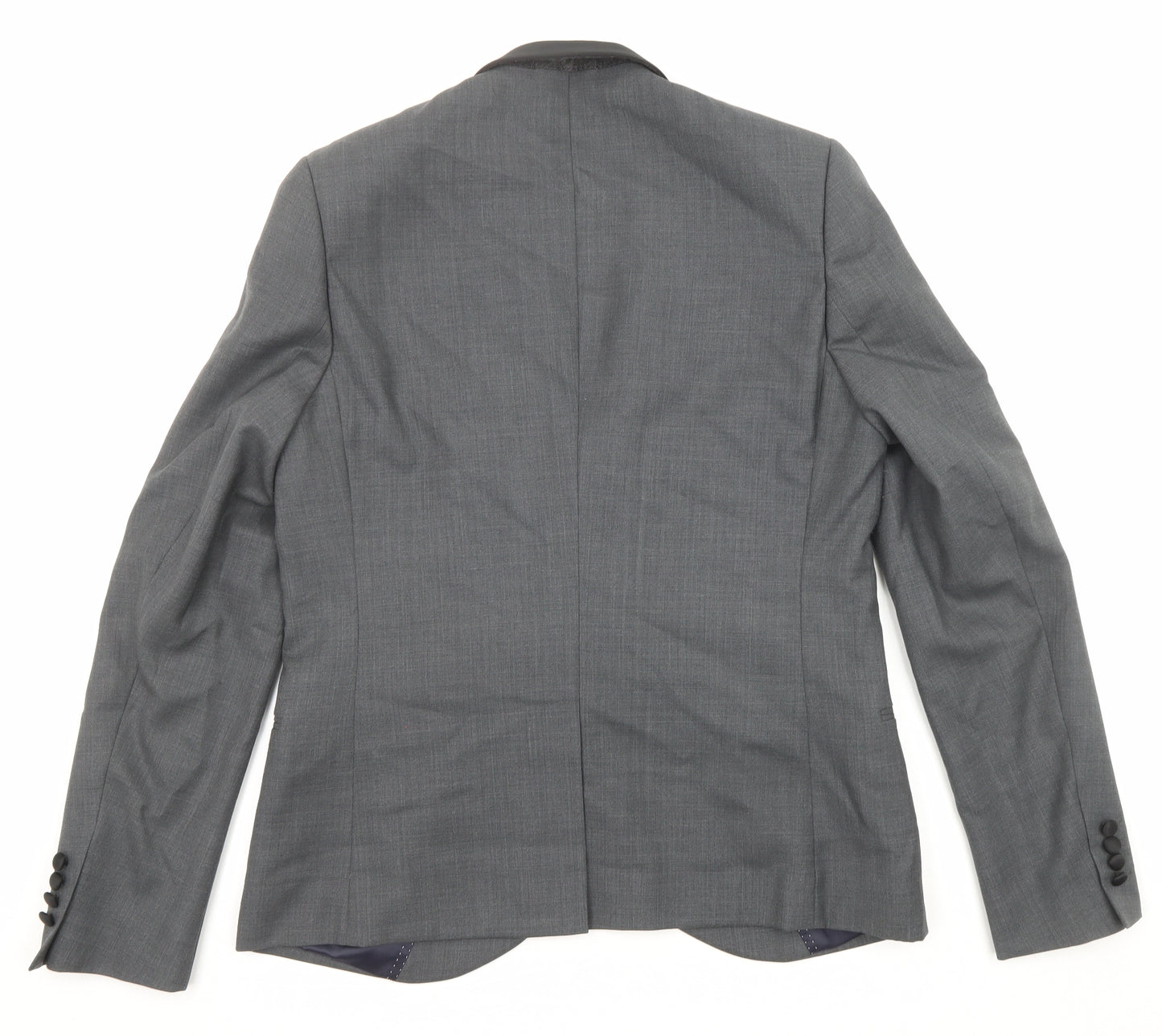 Topman Mens Grey Wool Tuxedo Suit Jacket Size 42 Regular
