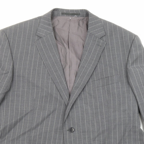 City Survival Mens Grey Striped Polyester Jacket Suit Jacket Size 44 Regular
