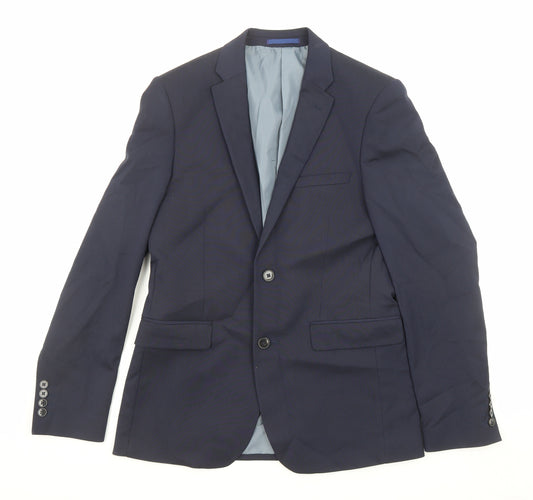 Burton Mens Blue Polyester Jacket Suit Jacket Size 36 Regular