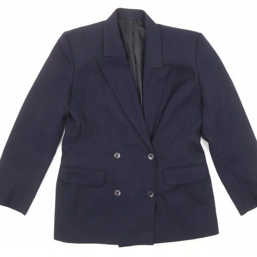 St Michael Womens Blue Jacket Blazer Size 12 Button