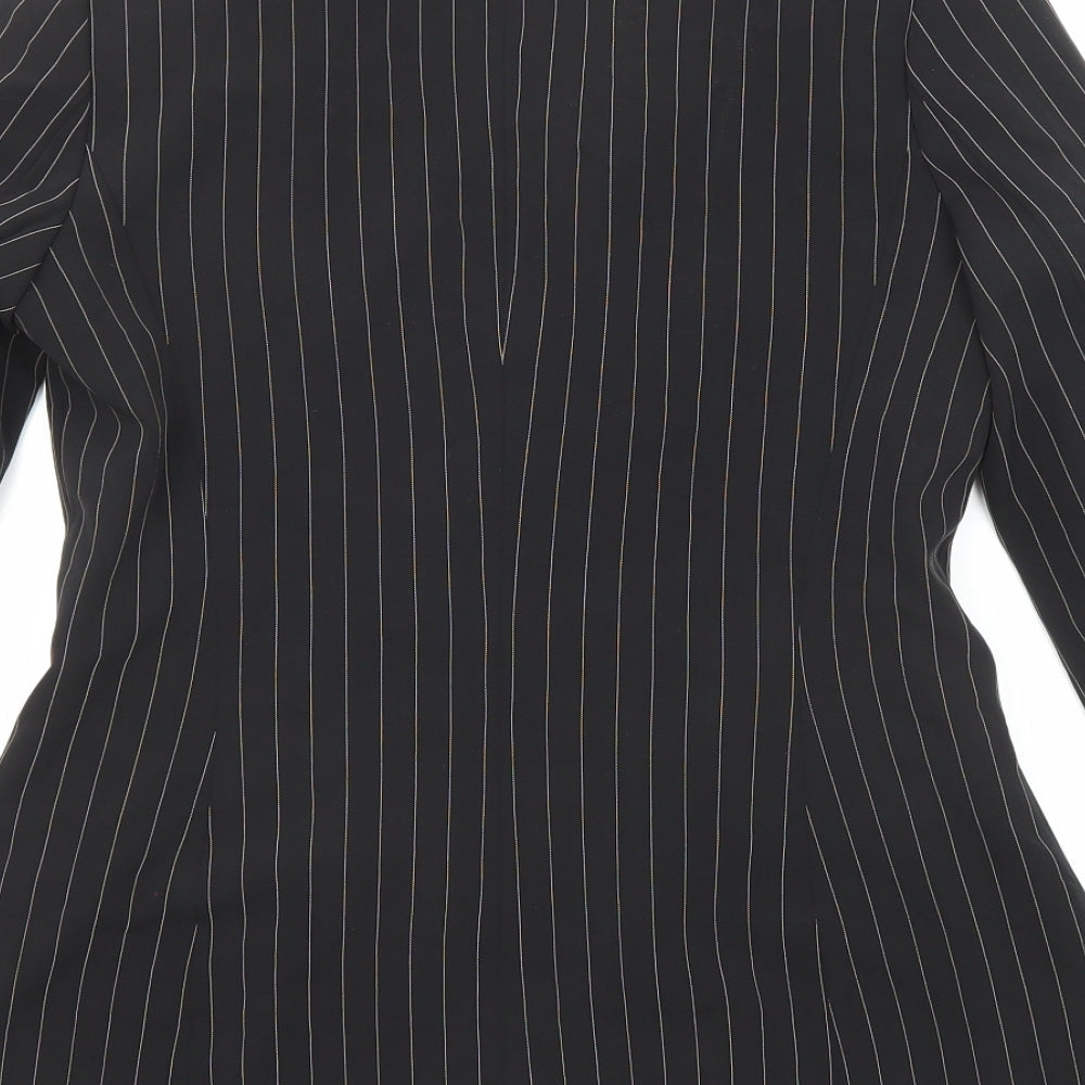 Zara Womens Black Striped Jacket Blazer Size S Button